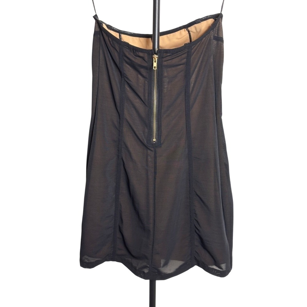 Urban Outfitters | Black Mesh Corset Strapless Mini Dress Ruched Bodycon | Small - Picture 3 of 6